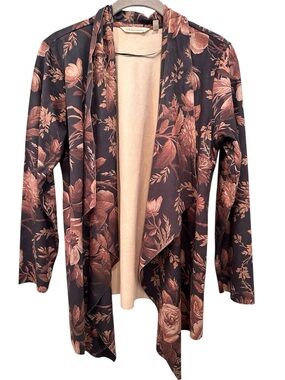 Soft Surroundings Floral Draped Open-Front Cardigan Flowy Sz PS